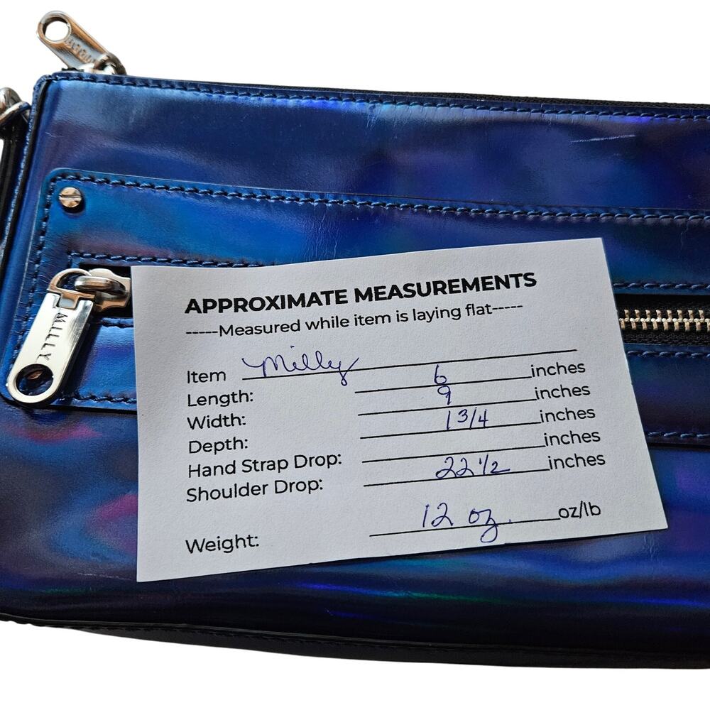 Milly Purse Blue Holographic Iridescent Y2K Party Chain Strap Crossbody Bag - Picture 11 of 11